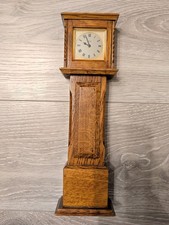 RARE Antique SMITHS Empire English Oak Miniature Grandfather Mantel Table Clock