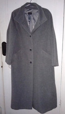 BASLER - Full Length Wool/Angora Mix Grey Coat. Size 16.