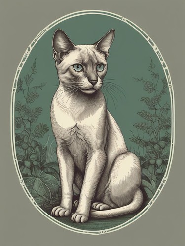 Siamese cat vintage botanical - siamese,