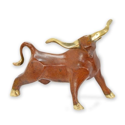 Bronze bull figurine sculpture - bull,