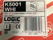 MK LOGIC PLUS K5001WHI 45A DP METAL COOKER UNIT SWITCH (K5011WHI WITH BACK BOX)