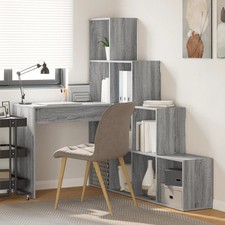 Corner Desk with Shelf Grey