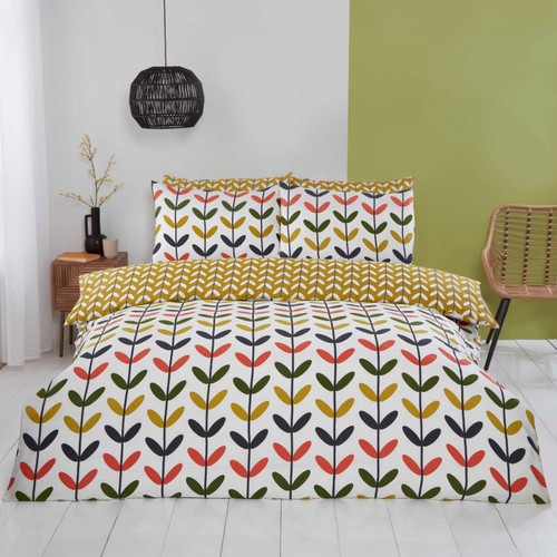 Retro floral leaf duvet cover - retro,