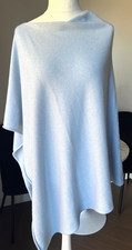 Lotti. P  100% Cashmere Pale Blue Colour Poncho One Size
