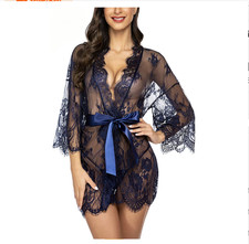 Women Sexy Gown Nightdress Lace Lingerie Sleepwear Ladies Wraps Dress Robe 