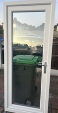WHITE UPVC DOUBLE GLAZED FULL GLASS BACK DOOR WITH FRAME - 2090mm x 880mm