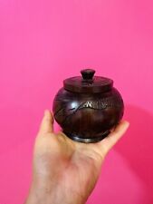 African Blackwood Sugar Bowl, Trinket Pot, Carved
