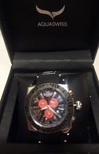AQUASWISS Chronograph SWISSport Swiss Watch silver black red New