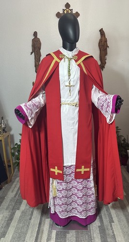 Red cope stole church - cope,