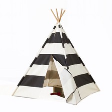Large Canvas Children Tent Teepee Kids Wigwam Indoor/ Outdoor Play House Black
