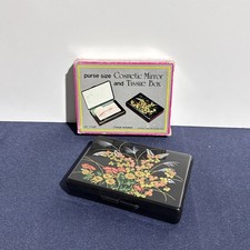 Vintage Rare Cosmetic Mirror & Tissue Box Made in Hong Kong purse size No 716BT