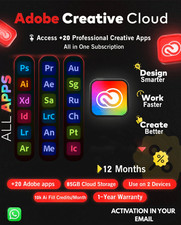 Adobe Creative Cloud 2025 | 1-Year Subscription | 20+ Apps | PC/Mac License