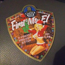 Castle Rock Brewery First Mo-El 4.4% Pump Clip Old Pin Up Style Christmas Ale 