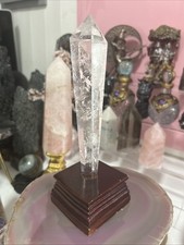 Beautiful Clear Quartz Crystal Wand With Stand 266g