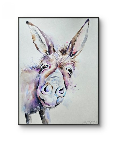 Original donkey watercolour - donkey,