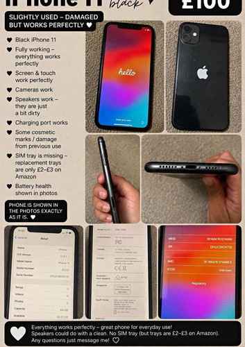 Apple iphone 64gb black - 11,