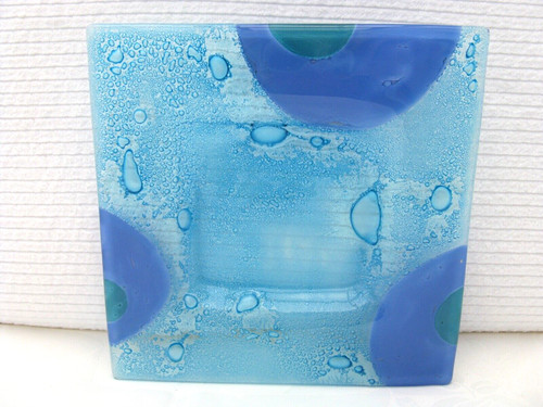 Fused art glass plate blue - plate,
