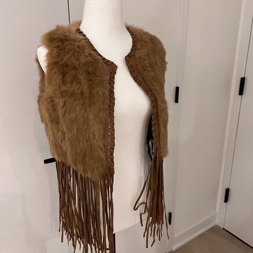 Real rabbit fur suede fringe - real,