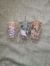 Plastic Crazy Straw Tumblers 650ml 2 Designs Reusable Screw Lid Kids Party