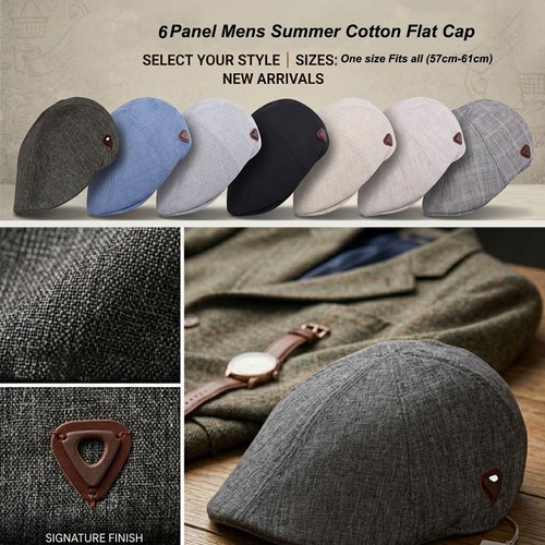 Mens summer cotton flat - summer, cap