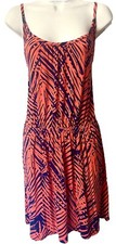 banana republic Strappy Coral And Blue Palm geometric dress With Pockets Size M