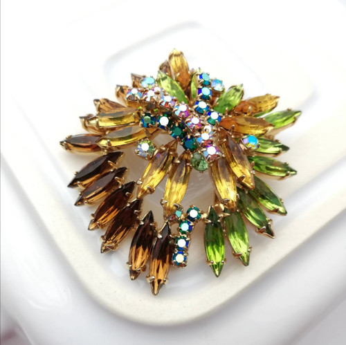 Vintage rhinestone brooch - rhinestone,