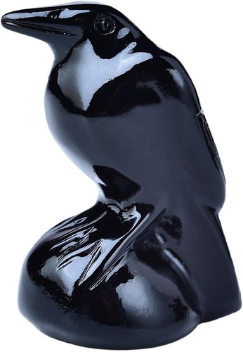 Obsidian raven crystal - crystal, statue