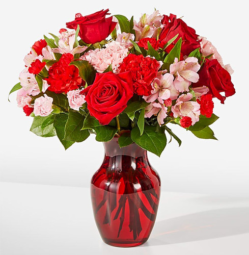 Red glass decorative - red,