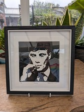 Framed Signed stencil  Artist Rare Artwork 22cm x 22 cm 438g