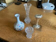 Four Assorted small  flower Vases , Silver Plate, Glass , Porcelain job lot