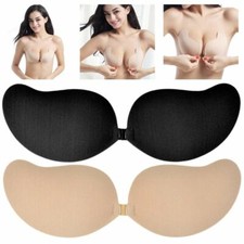 Silicone Strapless Push Up Bra Backless Self Adhesive Invisible Lace Stick On UK