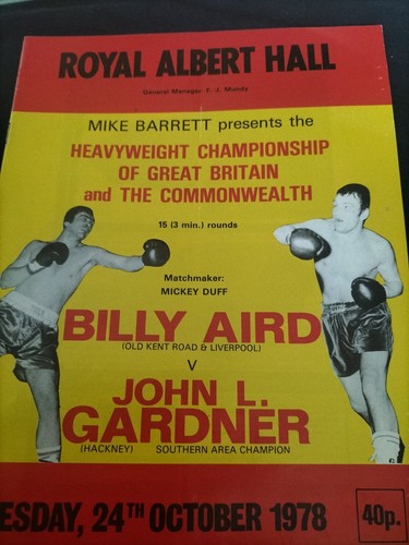 Vintage boxing programme - programme, billy