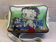 Vintage Betty Boop 2002 Cream Long Strap￼Vadobag 15” X 10” Zip Lip Pulls VGC