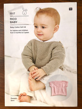 Rico 1117 knitting pattern baby & child DK textured yoke sweaters