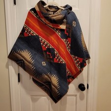 Rhonda Stark Wool Blend Southwest Tribal Poncho