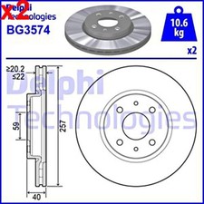 2X Brake Disc DELPHI Fits FIAT