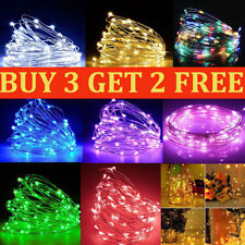 Small Micro 20-100 LED Fairy Lights String Battery Copper Sliver Wire Xmas Party