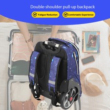 45L Hand Luggage Backpack for Travel Trolley Backpack with Wheels, Starry Blue