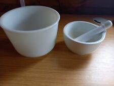 M & S Pestle & Mortar large, PLUS white glass mixing bowl, Kenwood Chefette?