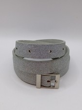 Ladies Silver Sparkly Skinny Belt 31"-35" Silver Coloured Buckle Jeans Trouser