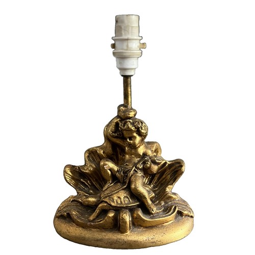 Vintage cherub turtle lamp - turtle,
