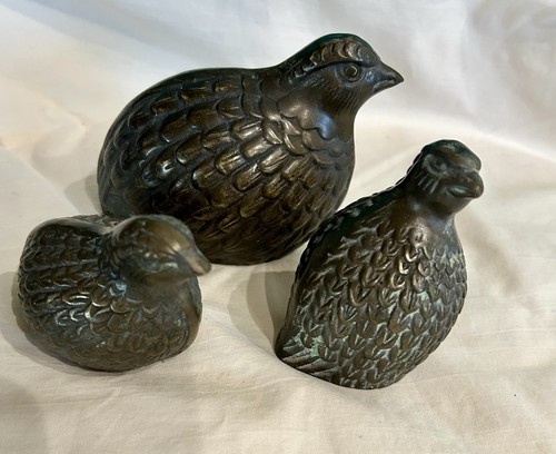 Vtg solid brass quail - 3,