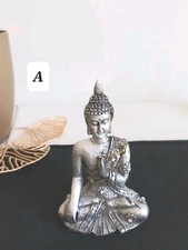  Buddha Statue Ceramic Silver Glitter Design Buddhas Figurine Gift NEW