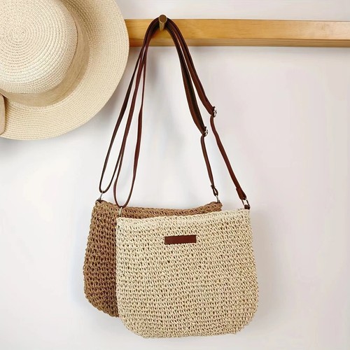 Straw crossbody bag - straw,