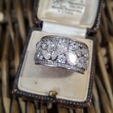 Michelle Mone Diamonique 925 Sterling Silver Ring, Simulated Diamonds, Size P 