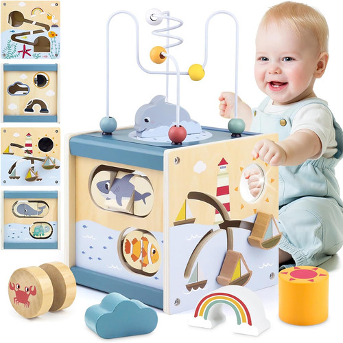 Wooden activity cube - activity, toys