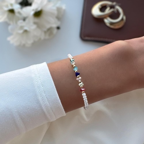 Clear beaded bracelet with - bracelet,