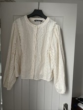 Zara Woman Anglaise Embroidered Blouse Size L, Never used