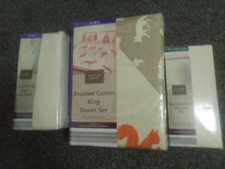 King Size Duvet Cover, Fitted Sheet, Pair Pillowcases Brushed Cotton Kirkton Hse