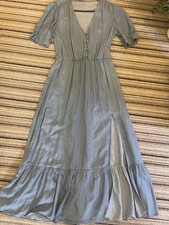 Soft Denim Midi Dress Size 10-12 Zara Light Blue New No tags